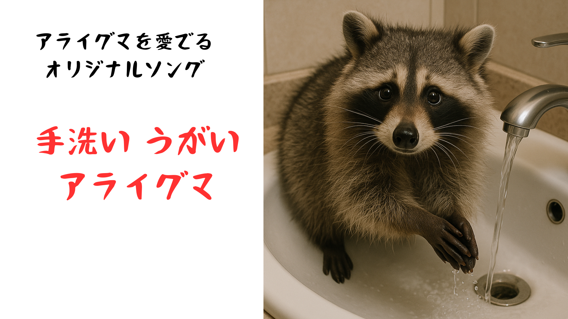 手洗いうがいアライグマ メイン画像
